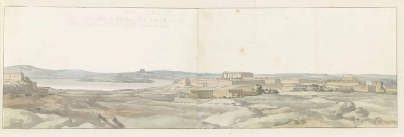 Gezicht op onvoltooide Citta Nuova bij de baai Ras il cala op eiland Gozo Wall Art by Louis Ducros - High-Resolution Digital Print