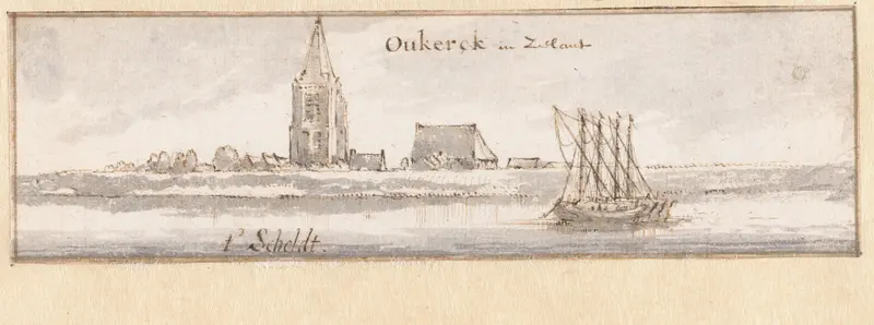 Gezicht op Ouwerkerk in Zeeland Wall Art by Claes Jansz. Visscher (II) - High-Resolution Digital Print