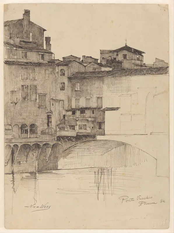 Gezicht op Ponte Vecchio in Florence Wall Art by Unknown - High-Resolution Digital Print