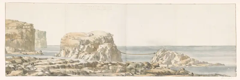 Gezicht op rots losgeraakt van kust in inham van Gozo Wall Art by Louis Ducros - High-Resolution Digital Print