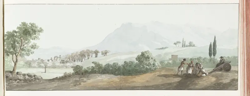 Gezicht op ruïne van muren van de Via Egnatia Wall Art by Louis Ducros - High-Resolution Digital Print