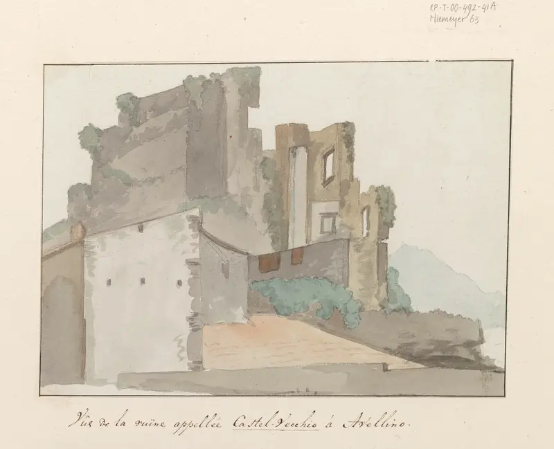 Gezicht op ruïne, zogenaamde Castel Vecchio, te Avellino Wall Art by Louis Ducros - High-Resolution Digital Print