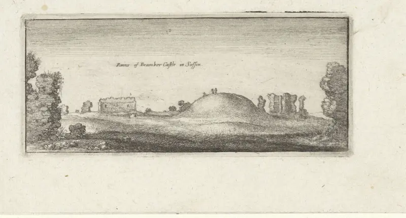 Gezicht op ruïnes van Bramber Castle Wall Art by Wenceslaus Hollar - High-Resolution Digital Print