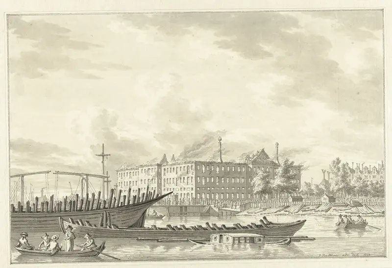 Gezicht op 's Lands Zeemagazijn te Amsterdam na de brand van 1791 Wall Art by Unknown - High-Resolution Digital Print