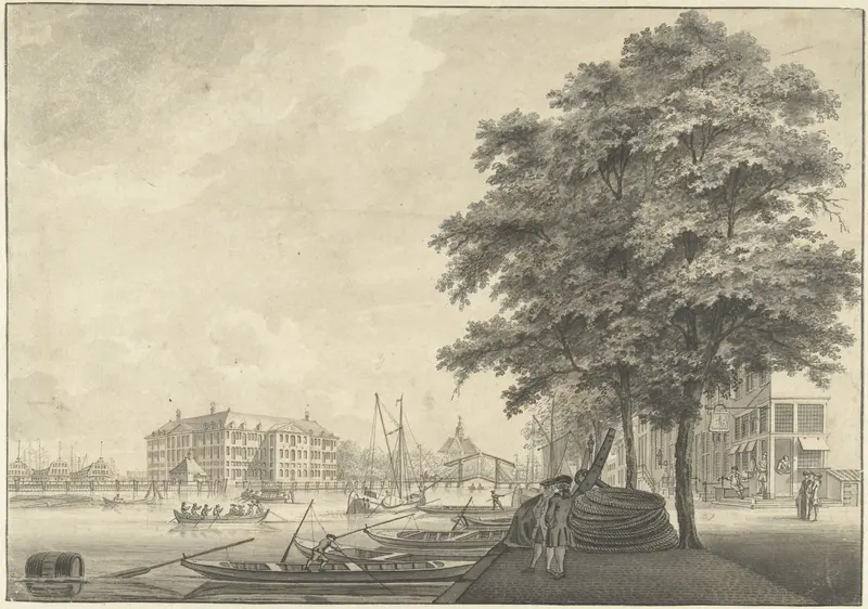Gezicht op 's Lands Zeemagazijn Wall Art by Caspar Jacobsz. Philips - High-Resolution Digital Print