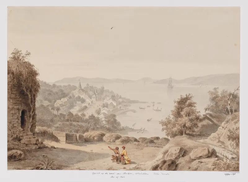 Gezicht op Ternate en de rede van Ternate, de westkust van Halmahera, Noord-Molukken Wall Art by Adrianus Johannes Bik - High-Resolution Digital Print