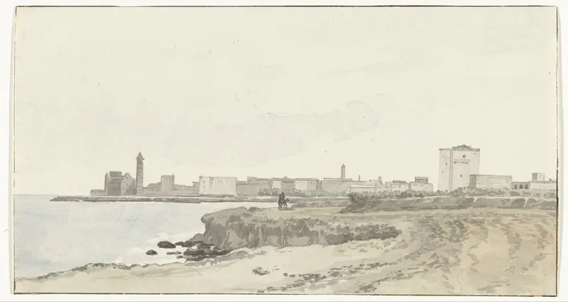 Gezicht op Trani gelegen aan de kust Wall Art by Louis Ducros - High-Resolution Digital Print