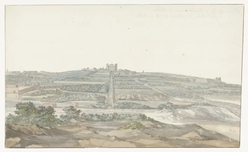 Gezicht op Vedala paleis van de grootmeester, gelegen in het Boschetto op Malta Wall Art by Louis Ducros - High-Resolution Digital Print