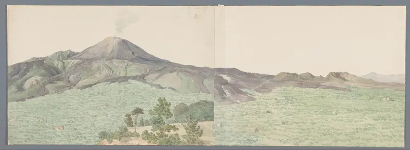 Gezicht op Vesuvius vanaf klooster Dei Zoccolanti met lavastromen uit 1734, 1764 en 1776 Wall Art by Louis Ducros - High-Resolution Digital Print