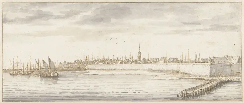 Gezicht op Vlissingen, vanaf de Schelde gezien Wall Art by Abraham de Verwer - High-Resolution Digital Print