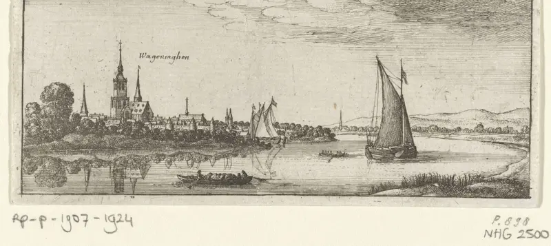 Gezicht op Wageningen aan de Nederrijn Wall Art by Unknown - High-Resolution Digital Print