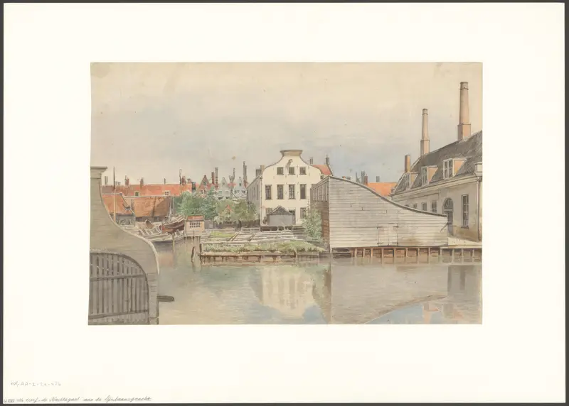Gezicht op werf De Nachtegaal aan de Lijnbaansgracht Wall Art by Johan George Lodewijk Rieke - High-Resolution Digital Print