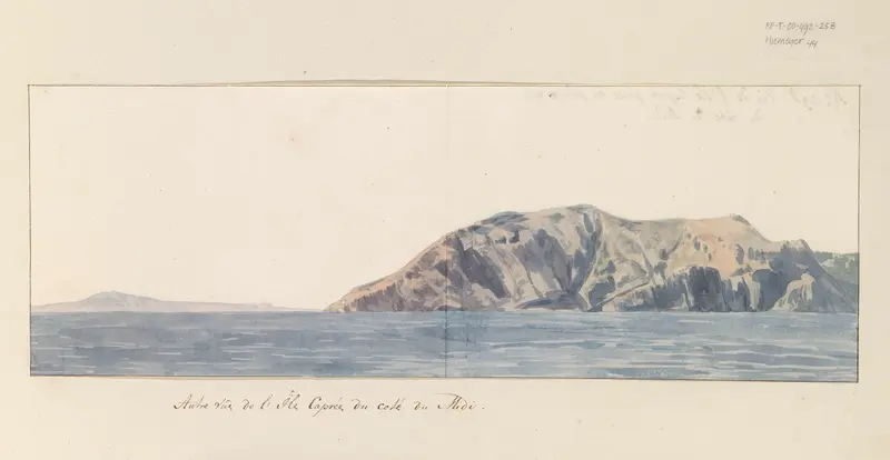 Gezicht op zuidkust van eiland Capri Wall Art by Louis Ducros - High-Resolution Digital Print