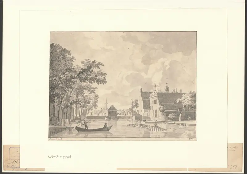 Gezicht over de Lijnbaansgracht, gezien naar molen De Roomolen Wall Art by Unknown - High-Resolution Digital Print