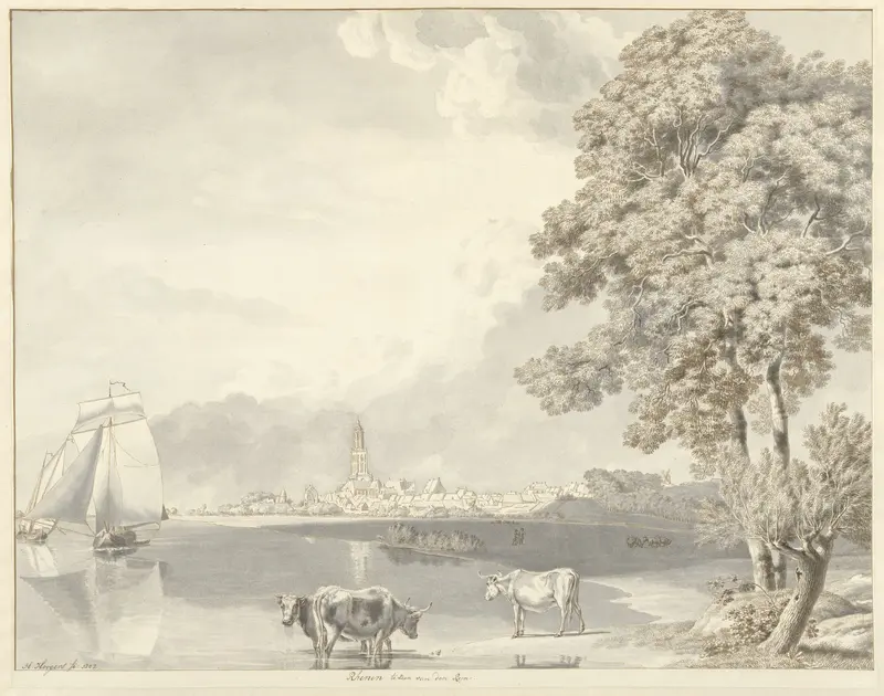 Gezicht over de Rijn op Rhenen Wall Art by Hendrik Hoogers - High-Resolution Digital Print