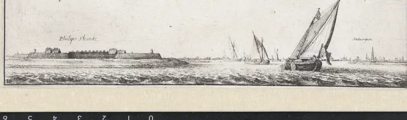 Gezicht over de Schelde op de Philips Schans bij Antwerpen Wall Art by Unknown - High-Resolution Digital Print