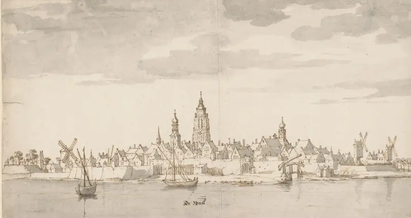 Gezicht over de Waal op Zaltbommel Wall Art by Unknown - High-Resolution Digital Print