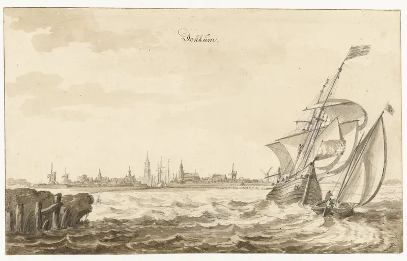 Gezicht over het water op Dokkum Wall Art by Unknown - High-Resolution Digital Print