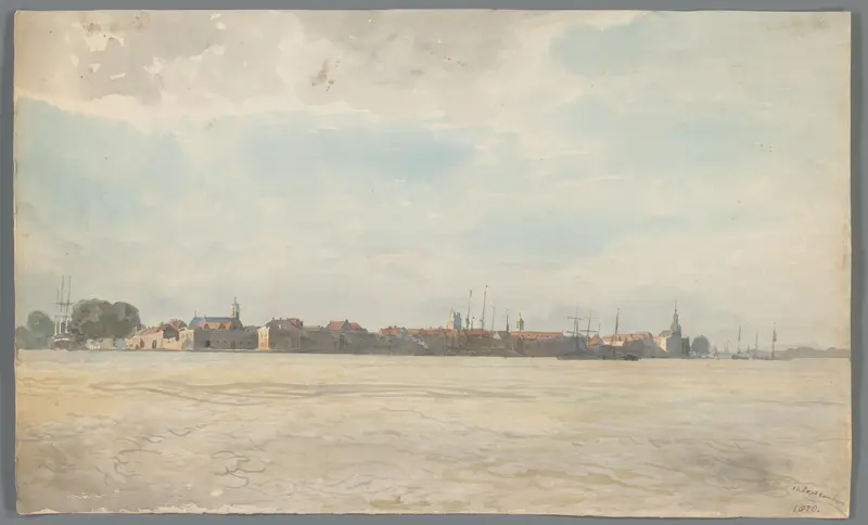 Gezicht over het water op Dordrecht Wall Art by Willem Anthonie van Deventer - High-Resolution Digital Print