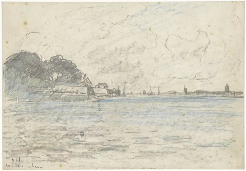 Gezicht over het water op Woudrichem Wall Art by Adolf le Comte - High-Resolution Digital Print