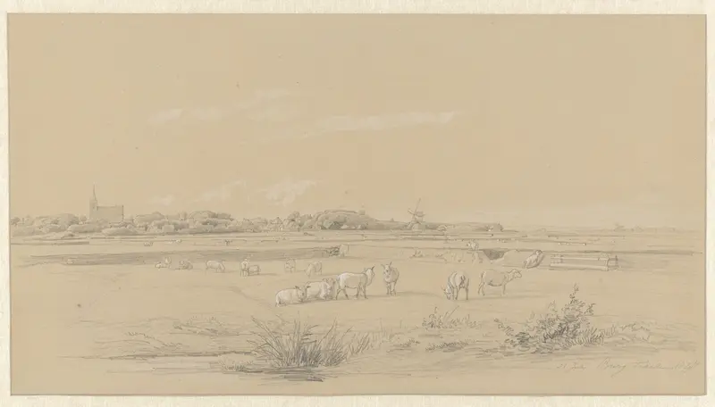 Gezicht over weilanden met schapen op Den Burg, Texel Wall Art by Pierre Louis Dubourcq - High-Resolution Digital Print