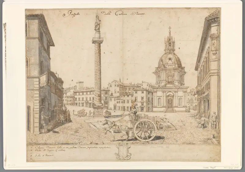 Gezicht te Rome met de zuil van Trajanus en de S. Maria di Loreto Wall Art by Lievin Cruyl - High-Resolution Digital Print