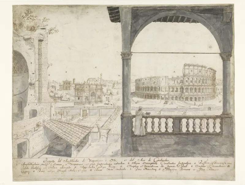 Gezicht te Rome op het Colosseum en de boog van Constantijn Wall Art by Lievin Cruyl - High-Resolution Digital Print