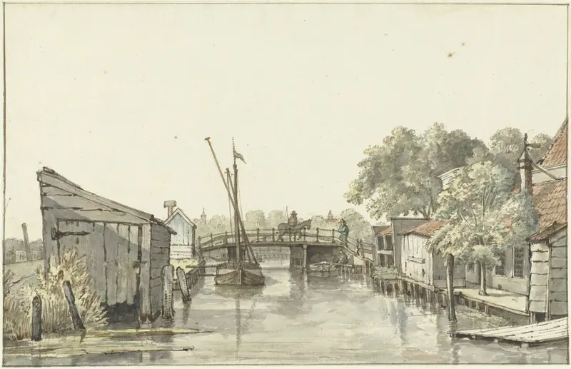 Gezicht van de Ringdijk op de Schulpbrug, ziende naar de Utrechtse zijde van de Amstel Wall Art by Gerrit Lamberts - High-Resolution Digital Print