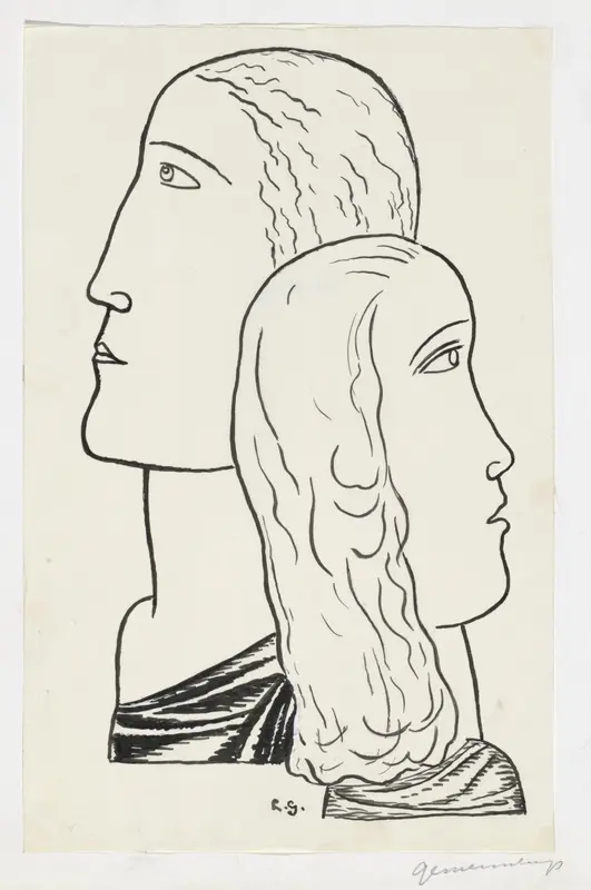 Gezicht van een man en een vrouw Wall Art by Unknown - High-Resolution Digital Print