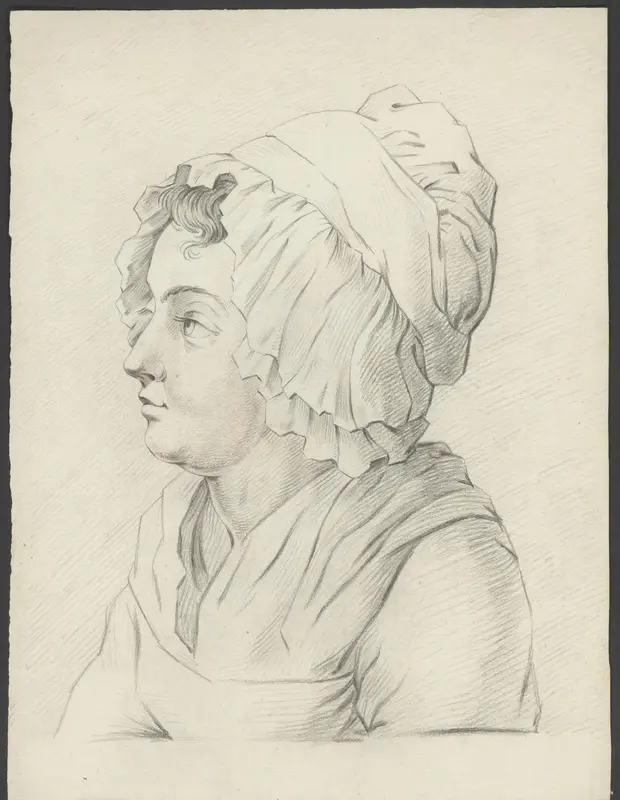 Gezicht van een vrouw met muts Wall Art by anonymous - High-Resolution Digital Print
