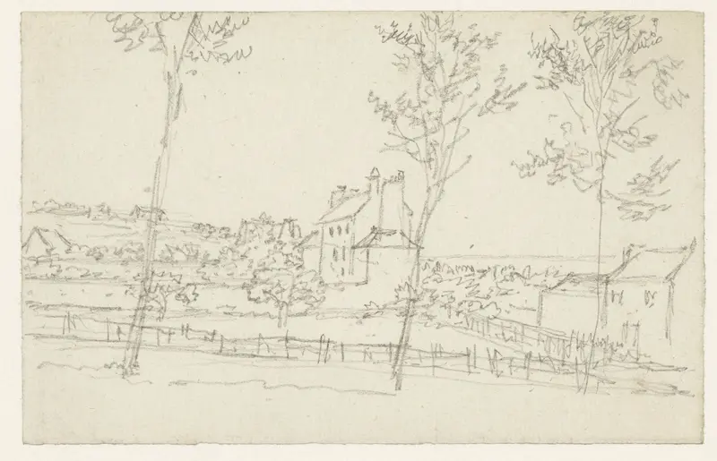 Gezicht van een weg met bomen op verspreid liggende huizen Wall Art by Georges Michel - High-Resolution Digital Print