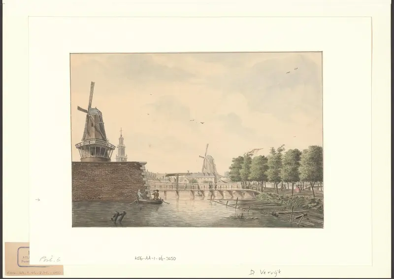 Gezicht van het Singel op de Westertoren Wall Art by Unknown - High-Resolution Digital Print