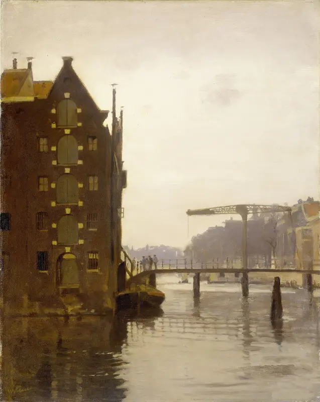 Gezicht vanaf de Rapenburgwal op de Peperbrug en het pakhuis Sweeden Wall Art by Willem Witsen - High-Resolution Digital Print