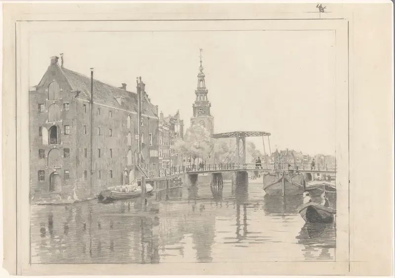 Gezicht vanaf de Rapenburgwal op het pakhuis Sweeden, de Montelbaanstoren en de Peperbrug Wall Art by Willem Witsen - High-Resolution Digital Print