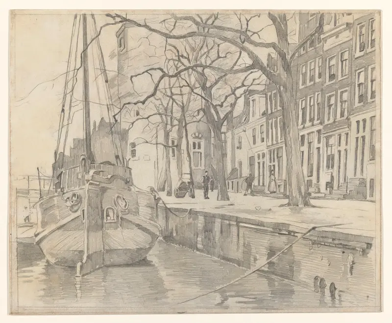 Gezicht vanaf de Waalseilandsgracht op de Montelbaanstoren en enkele huizen aan de Oude Waal Wall Art by Willem Witsen - High-Resolution Digital Print