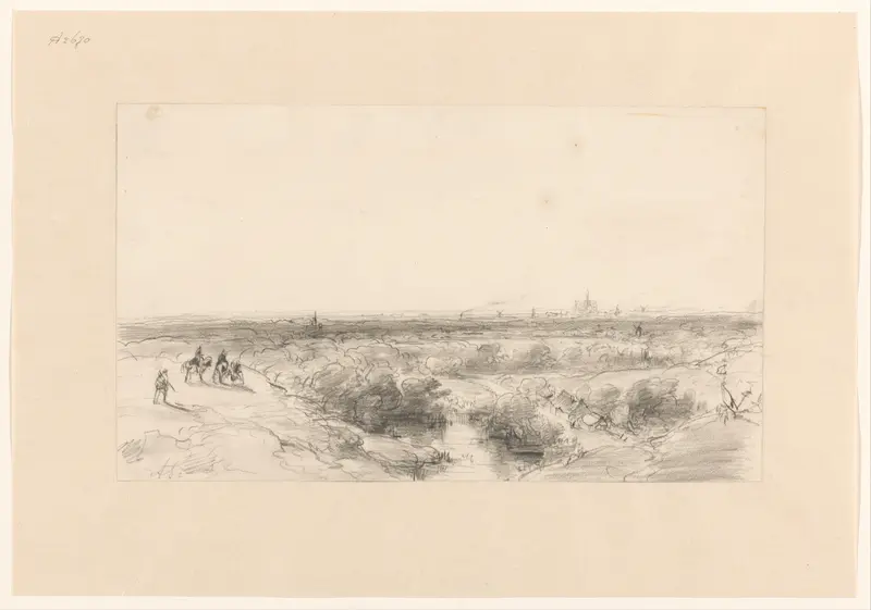 Gezicht vanuit de duinen op Haarlem Wall Art by Andreas Schelfhout - High-Resolution Digital Print