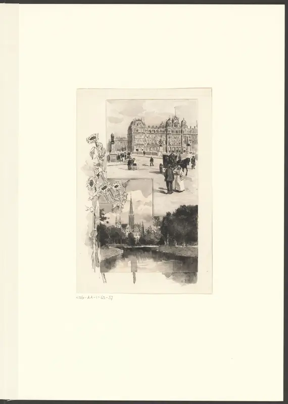 Gezichten op het Amstel Hotel en de Vondelkerk Wall Art by anonymous - High-Resolution Digital Print