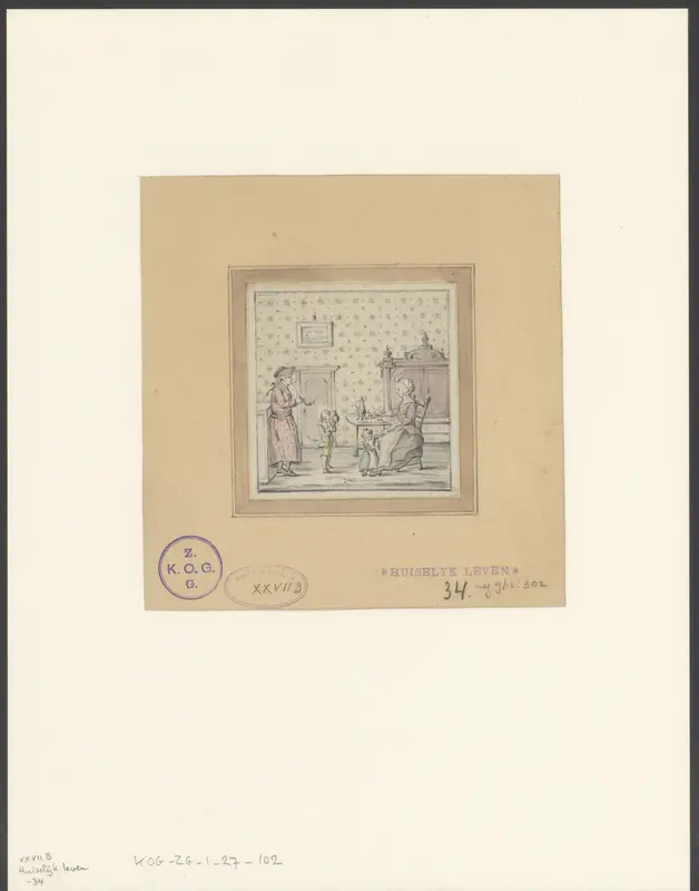 Gezin in interieur Wall Art by anonymous - High-Resolution Digital Print