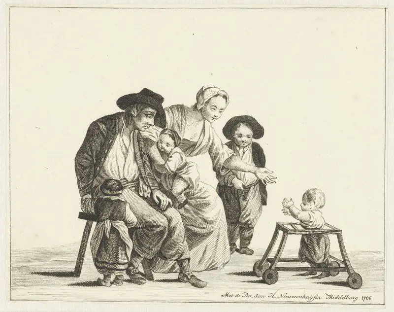 Gezin met kind in rolwagentje Wall Art by Hendrik Nieuwenhuysen - High-Resolution Digital Print