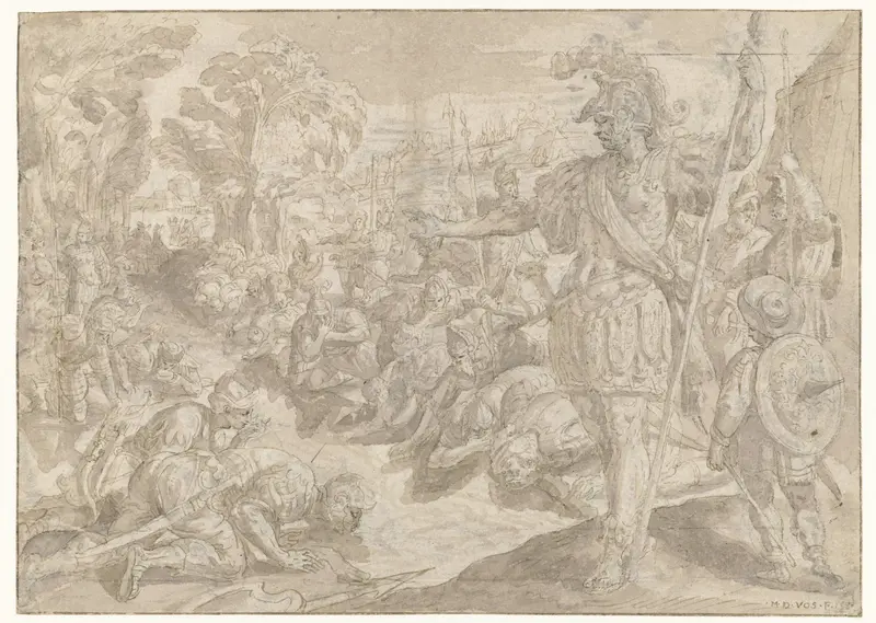 Gideon beveelt zijn manschappen te drinken Wall Art by Maerten de Vos - High-Resolution Digital Print