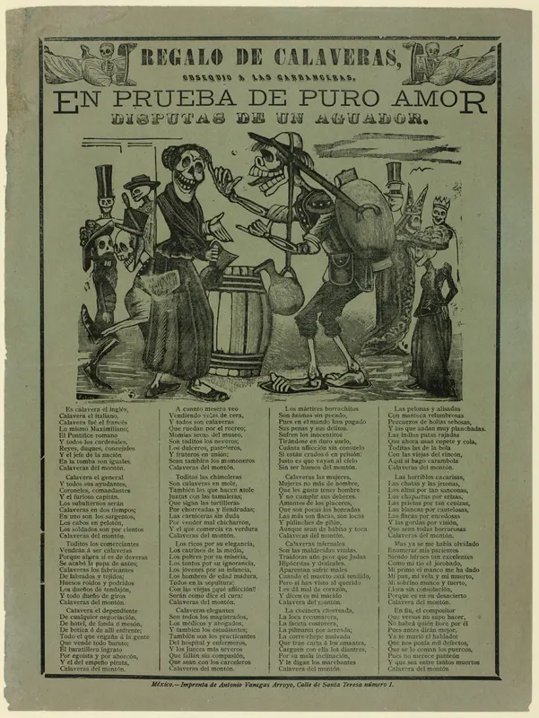 Gift of Calaveras, Given to the Chickpea Sellers. As Proof of True Love, Quarrels of a Water Seller Wall Art by José Guadalupe Posada - High-Resolution Digital Print