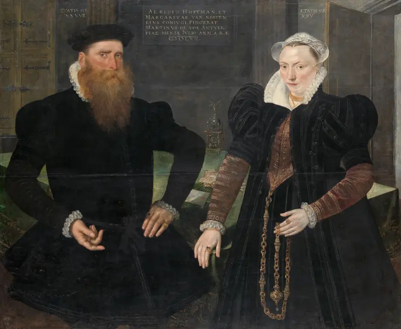 Gillis Hooftman (1521-81). Reder, en zijn echtgenote Margaretha van Nispen Wall Art by Maerten de Vos - High-Resolution Digital Print