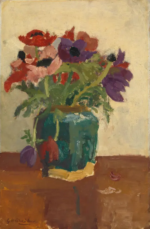 Ginger Pot wit Anemones Wall Art by Unknown - High-Resolution Digital Print