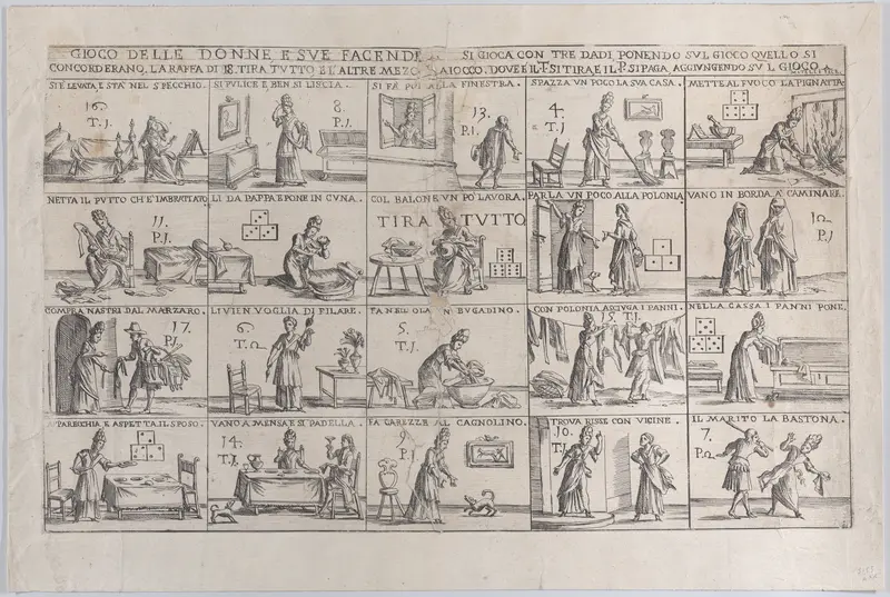 Gioco Delle Donne, E Sue Facende (Game of Wives, And Their Chores) Wall Art by Giuseppe Maria Mitelli - High-Resolution Digital Print