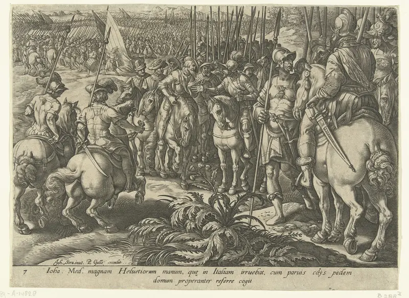 Giovanni de' Medici brengt de Zwitserse troepen ertoe zich terug te trekken Wall Art by Unknown - High-Resolution Digital Print