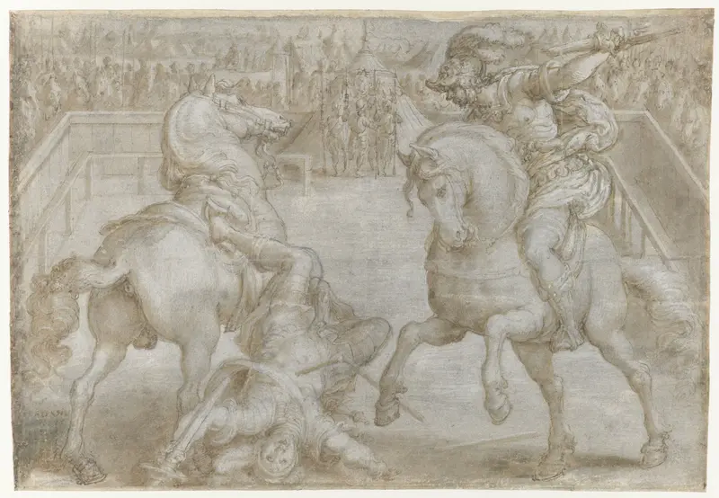 Giovanni de Medici in een steekspel Wall Art by Jan van der Straet - High-Resolution Digital Print
