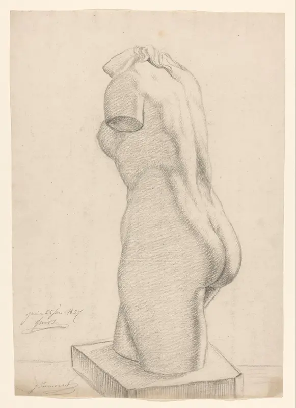 Gips naar antiek beeld van vrouwelijk torso Wall Art by Johannes Tavenraat - High-Resolution Digital Print