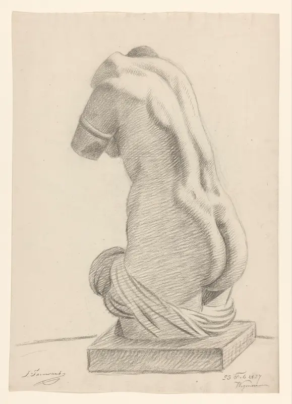 Gips van antiek beeld van vrouwelijk torso Wall Art by Johannes Tavenraat - High-Resolution Digital Print
