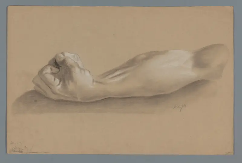 Gipsmodel van een arm met gebalde vuist Wall Art by Alexander Cranendoncq - High-Resolution Digital Print