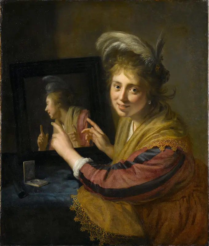 Girl at the Mirror Wall Art by Unknown - High-Resolution Digital Print